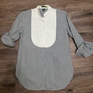Ralph Lauren Classic Black and White Pin Striped Button up Top Small